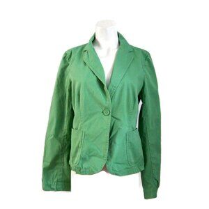 J. Crew Factory Blazer Jacket Women's Size L Green 2 Button Pockets